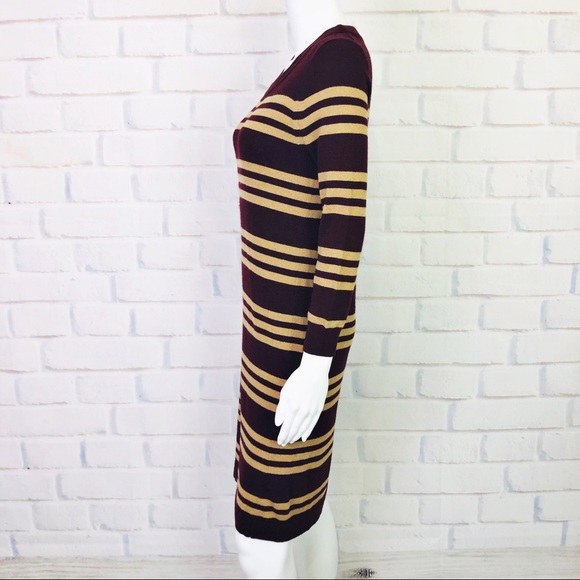 J. Crew Maroon Stripe Charley Sweater Dress - Picture 4 of 8